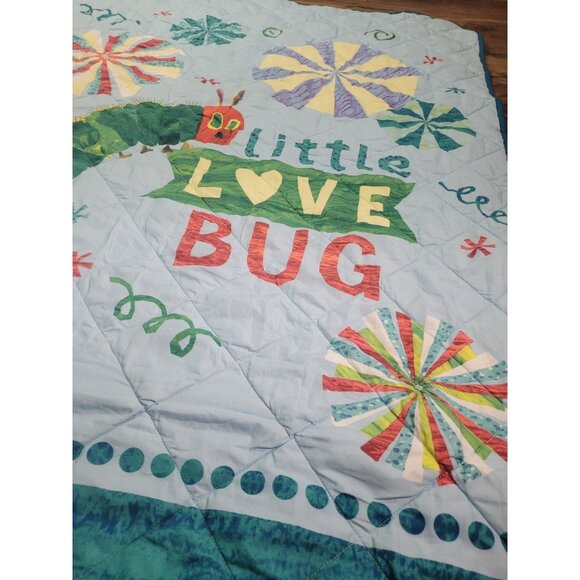 Crib Quilt Blanket Eric Carle Very Hungry Caterpillar Colorful Playroom 58X42” - Picture 5 of 11